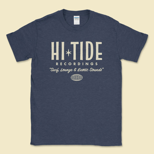 Hi-Tide Recordings "Surf, Lounge & Exotic Sounds" T (Heather Navy)