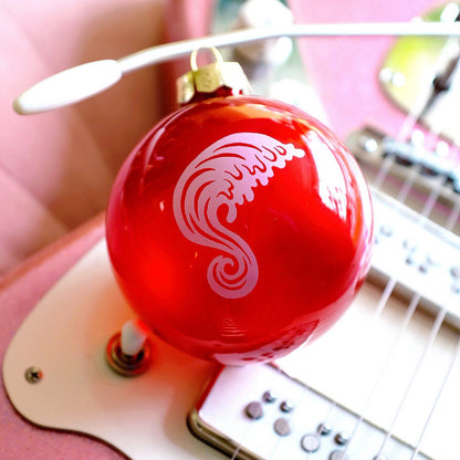 The Surfrajettes Wave Logo Glass Ornament