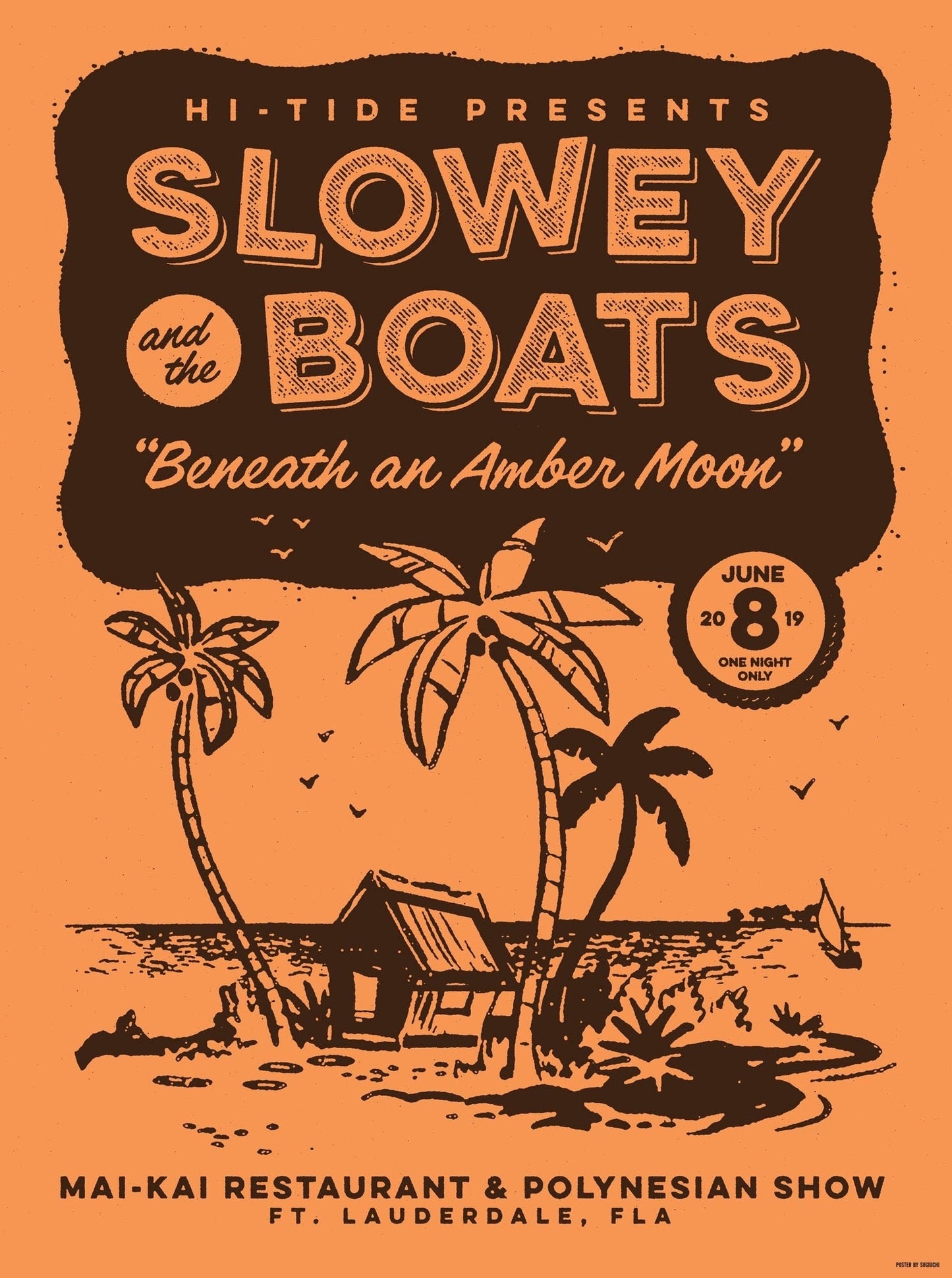 Slowey and The Boats "Beneath an Amber Moon" Mai-Kai Serigraph